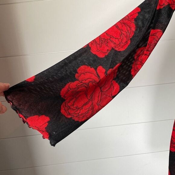 Thirty/Thirty Velvet Sheath Dress L Black Red Rose Romantic Coquette Whimsigoth - Picture 11 of 12